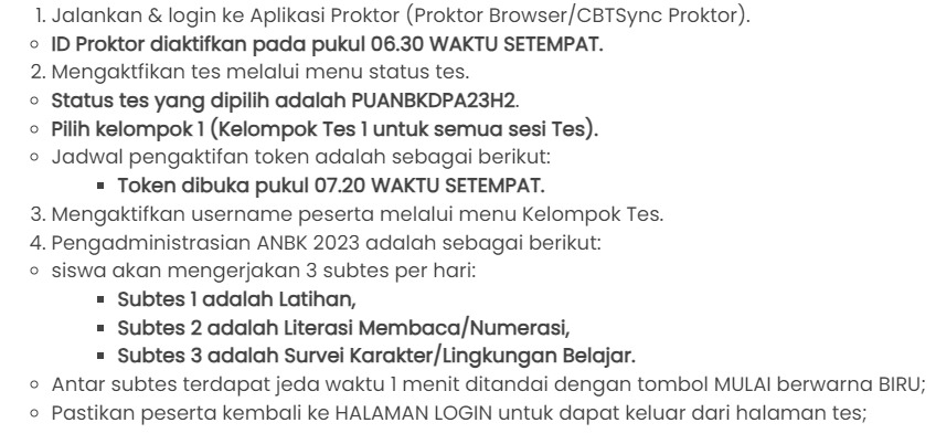 Penjadwalan Ulang Assesmen Nasional Berbasis Komputer (ANBK) PKBM Cemerlang